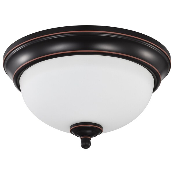 Nuvo Center Lock 11 Inch LED Flush Mount, 19 Watt, 3000K, Mahogany Bronze Finish, Frosted Glass 62/1557 - main